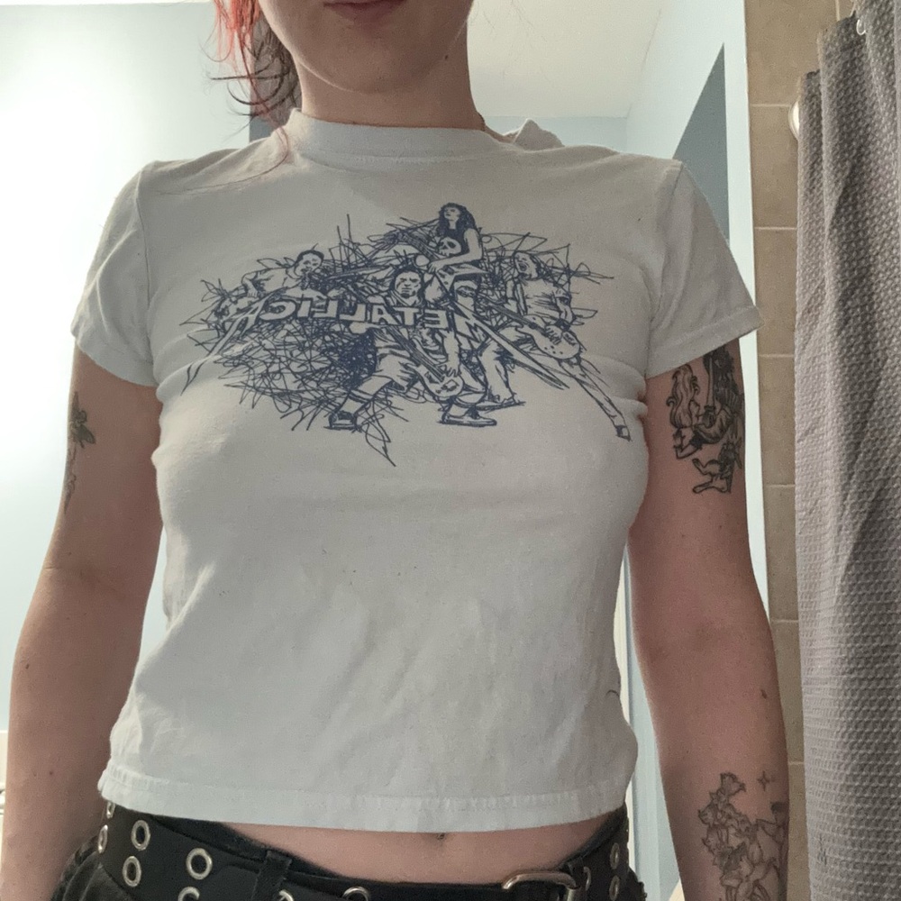 Vintage Pale Blue Metallica Baby Tee - Picture 2 of 3